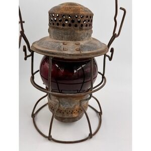 Railroad Lantern Red Globe New York Central System Antique Adlake Kero Kerosene